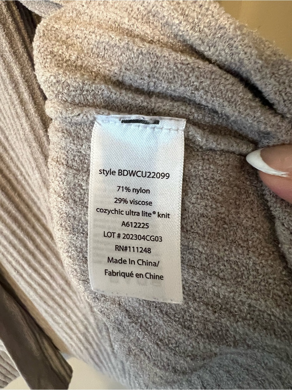 Barefoot Dreams CozyChic Ultra Lite Ribbed Open Cardigan - Taupe Gray - Picture 5 of 5